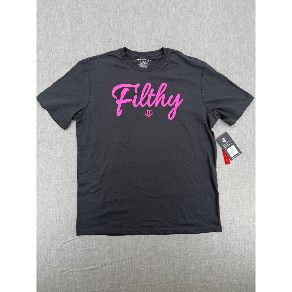 Baseball Lifestyle 101 Filthy Tee Black Pink Graphic T-Shirt Mens Large NEW